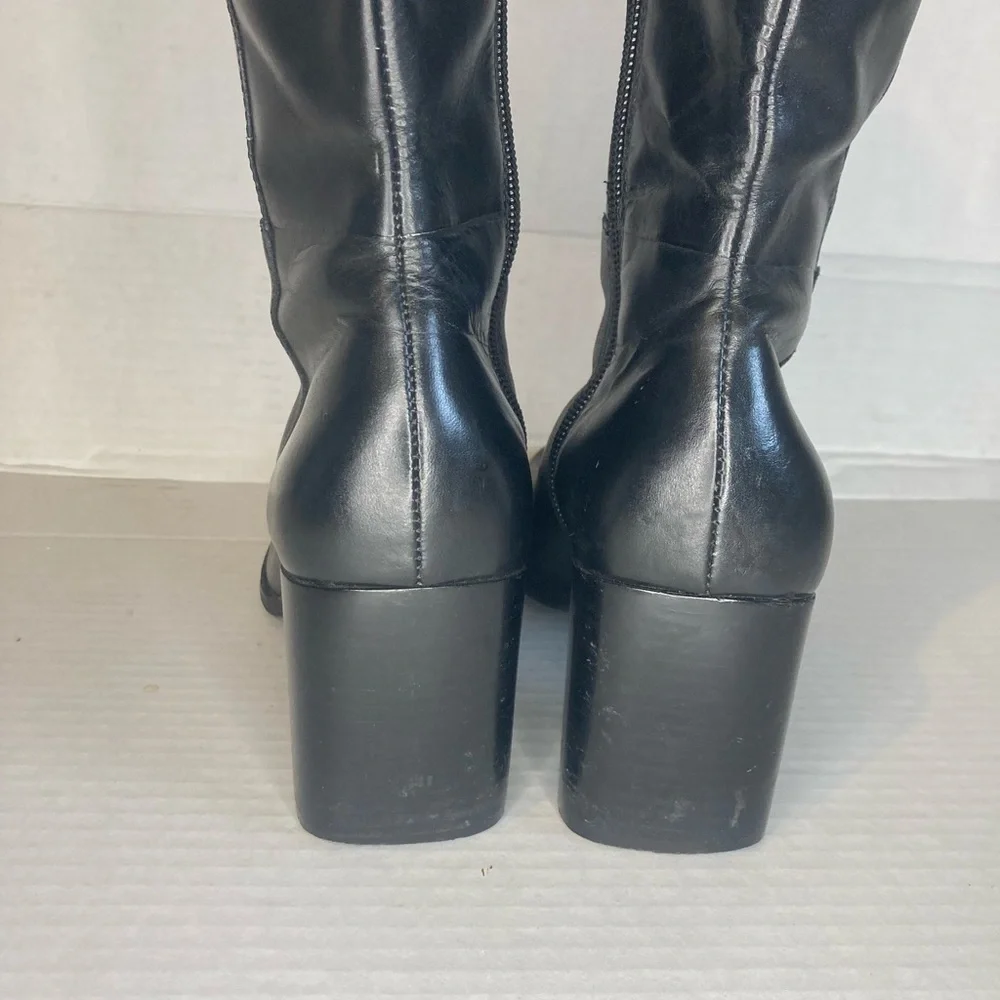 Calico Women Black Leather Knee-High Boots